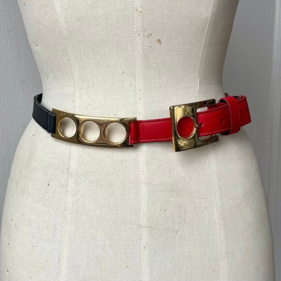 Lot of 3 80s VTG Belts Brass Gold Hardware Snakeskin Leather High Waist Skinny main image 14